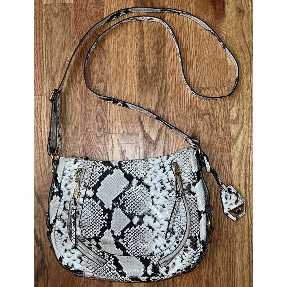 Jessica Simpson Sabrina Shoulder Bag Purse Natural Python Snake Skin White Gray - Picture 1 of 11